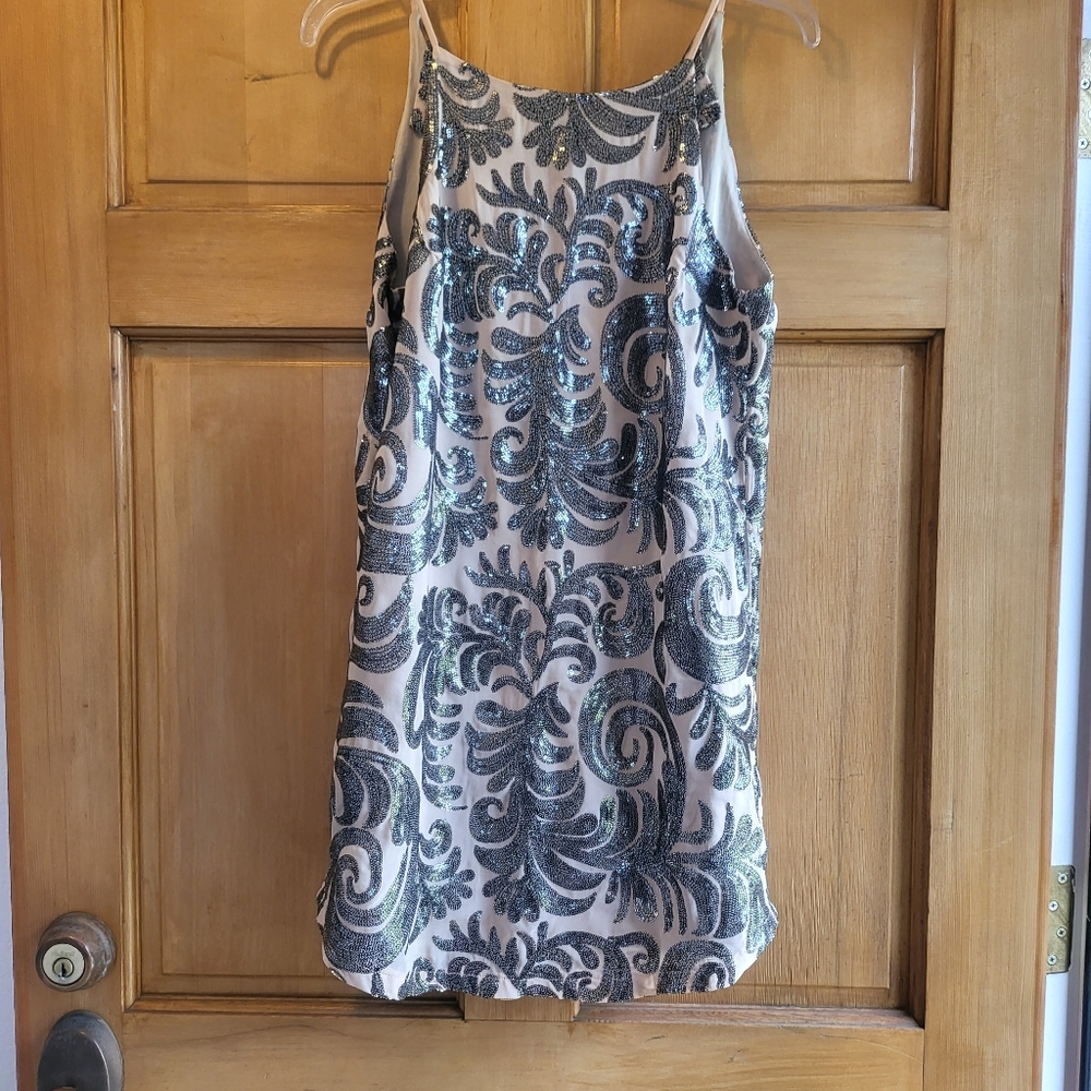 Capulet Beige & Silver Sequins Dress Size Medium